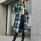 Plaid Pocketed Button Up Trench Coat