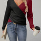 Contrast Surplice Long Sleeve Top