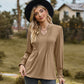 Notched Neck Flounce Sleeve Blouse