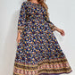 Melo Apparel Plus Size Bohemian Round Neck Maxi Dress