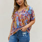 Be Stage Full Size Printed Dolman Flowy Top