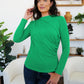 FAM-FAM Ruched Mock Neck Long Sleeve T-Shirt