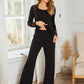 Lace Detail Long Sleeve Top and Pants Lounge Set