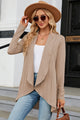 Open Front Long Sleeve Cardigan Khaki