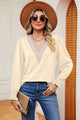 Lace Detail V-Neck Lantern Sleeve T-Shirt Ivory