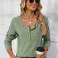 Striped Half Button Long Sleeve T-Shirt