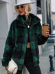 Plaid Zip-Up Collared Jacket Black Forest