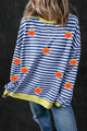Pumpkin Striped Long Sleeve Sweatshirt Navy