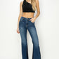 RISEN Full Size High Rise Side Shadow Seam Detail Slit Flare Jeans