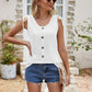 Full Size Decorative Button Eyelet Tied Tank