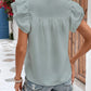 Ruffled Notched Cap Sleeve Blouse