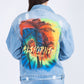 American Bazi Full Size Painted Back Distressed Denim Jacket