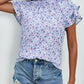 Ditsy Floral Mock Neck Flounce Sleeve Blouse