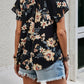 Printed Tie Neck Short Sleeve Blouse