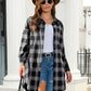 Full Size Plaid Button Up Dropped Shoulder Shirt