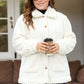 Plus Size Collared Neck Button Down Fuzzy Outerwear