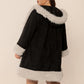 Plus Size Fuzzy Trim Open Front Long Sleeve Hooded Coat