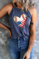 US Flag Heart Graphic Tank Dusty Blue