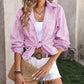 Mandy Striped Pocketed Button Up Long Sleeve Shirt