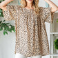 Heimish Full Size Animal Print Flutter Sleeve Blouse