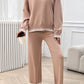 Round Neck Dropped Shoulder Top and Pants Sweater Set