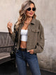 Perfee Houndstooth Collared Neck Button Up Jacket Taupe