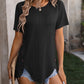 Mandy Decorative Button Round Neck Short Sleeve Blouse