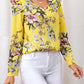 Ruffled Printed V-Neck Long Sleeve Blouse