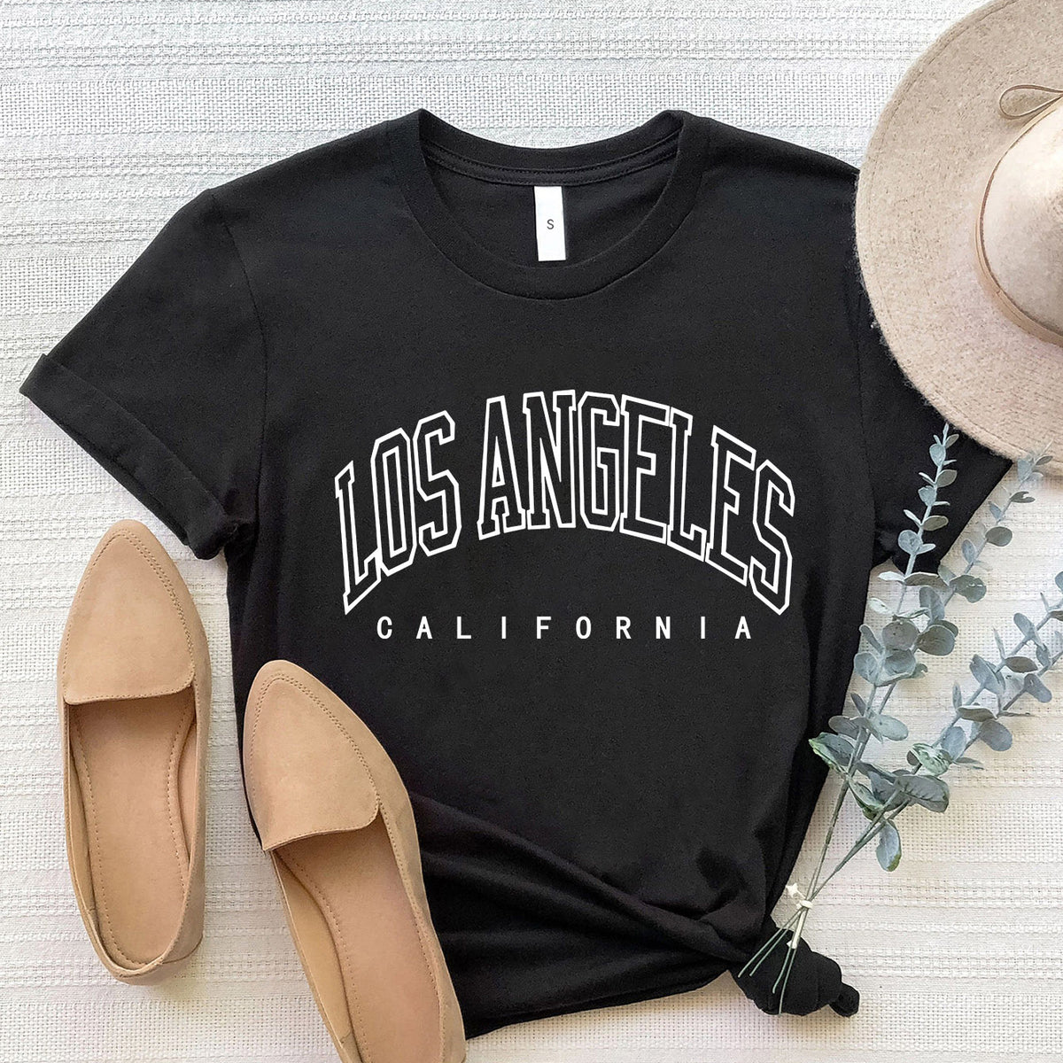 LOS ANGELES CALIFORNIA Round Neck T-Shirt Black