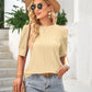 Openwork Round Neck Short Sleeve Blouse