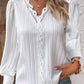 Textured V-Neck Long Sleeve Blouse