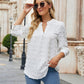 Swiss Dot Notched Neck Blouse