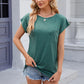 Pocketed Heathered Cap Sleeve T-Shirt