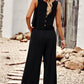 Buttoned Round Neck Tank and Wide Leg Pants Set