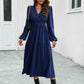 Surplice Neck Long Sleeve Midi Dress