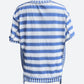 Full Size Contrast Stitching Striped Round Neck T-Shirt