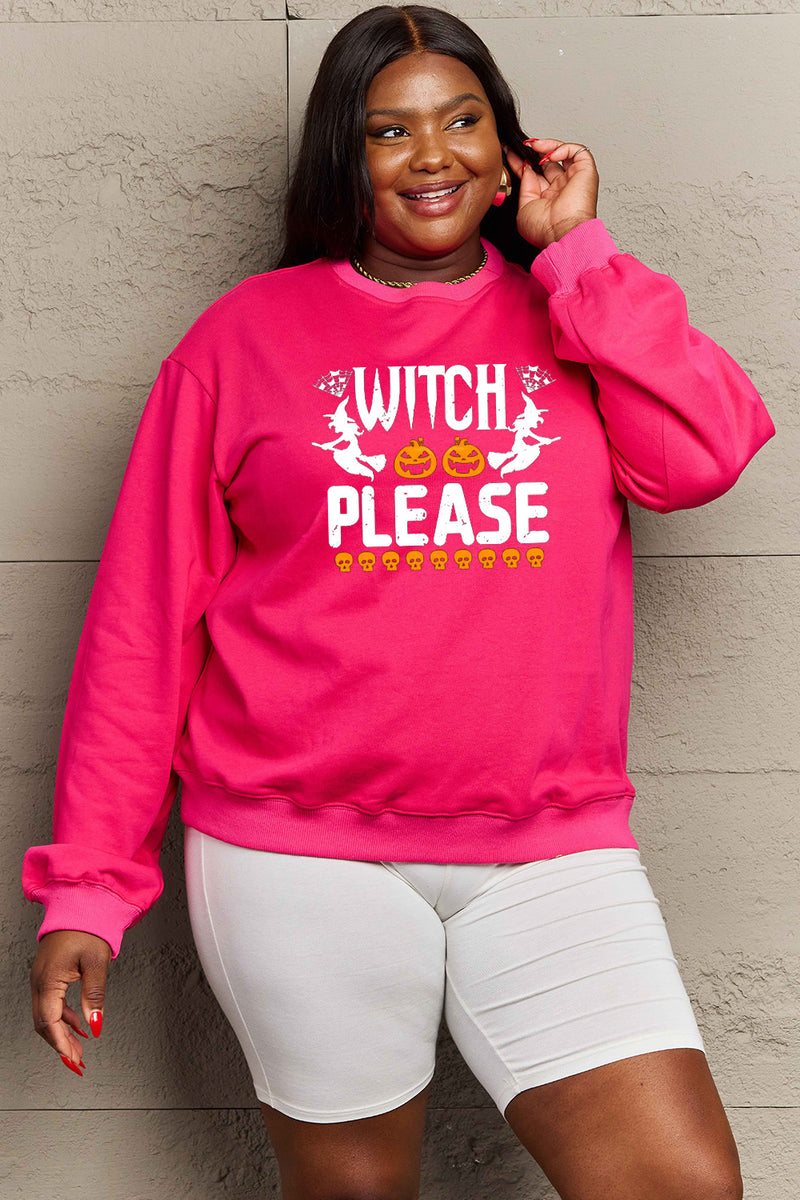 Simply Love Full Size WITCH PLEASE Graphic Sweatshirt Strawberry