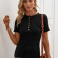 Half Button Short Sleeve Blouse