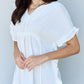 Ninexis Out Of Time Full Size Ruffle Hem Dress with Drawstring Waistband in White