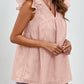 Ruched V-Neck Cap Sleeve Blouse