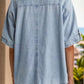 Pocketed Button Up Half Sleeve Denim Shirt