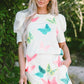 Butterfly Round Neck Top and Shorts Set