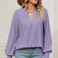 Eyelet Notched Long Sleeve T-Shirt