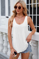 Eyelet Scoop Neck Wide Strap Tank White