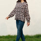 Floral Flounce Sleeve Round Neck Blouse