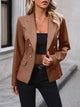 Ivy Lane Button Up Collared Neck Blazer Brown