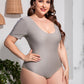 Plus Size Scoop Neck Short Sleeve One-Piece Swimsuit