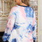 Plus Size Tie-Dye Long Sleeve Top and Shorts Set