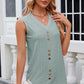 Decorative Button Eyelet V-Neck Tank