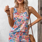 Printed Scoop Neck Wide Strap Tank and Shorts Set